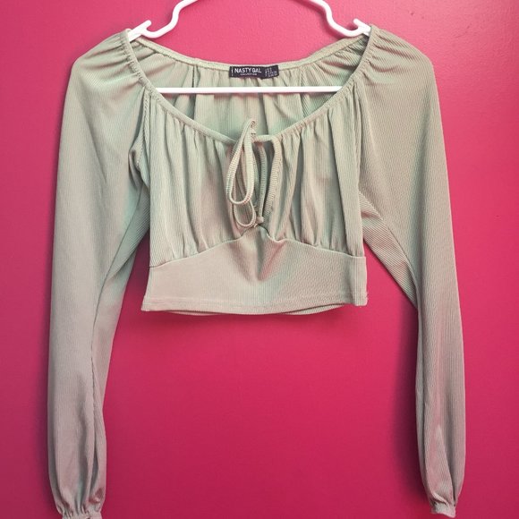 Nasty Gal Mint Square Neck Crop Top - Picture 3 of 5